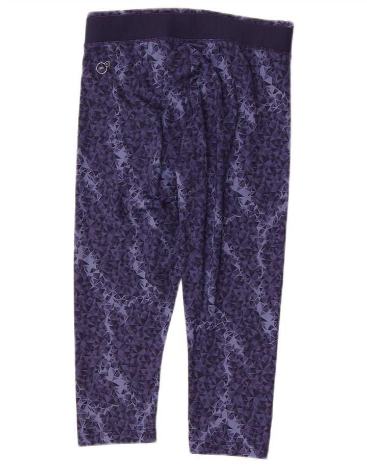 Puma Womens Capri Leggings UK 10 Pequeno Poliéster Geométrico Azul Marinho