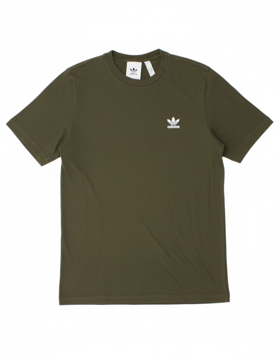 ADIDAS Mens T-Shirt Top Pequeno Algodão Cáqui