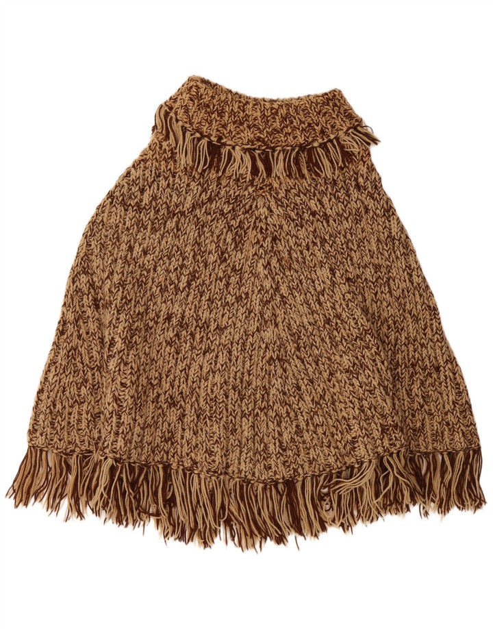 Poncho feminino vintage tamanho único marrom manchado