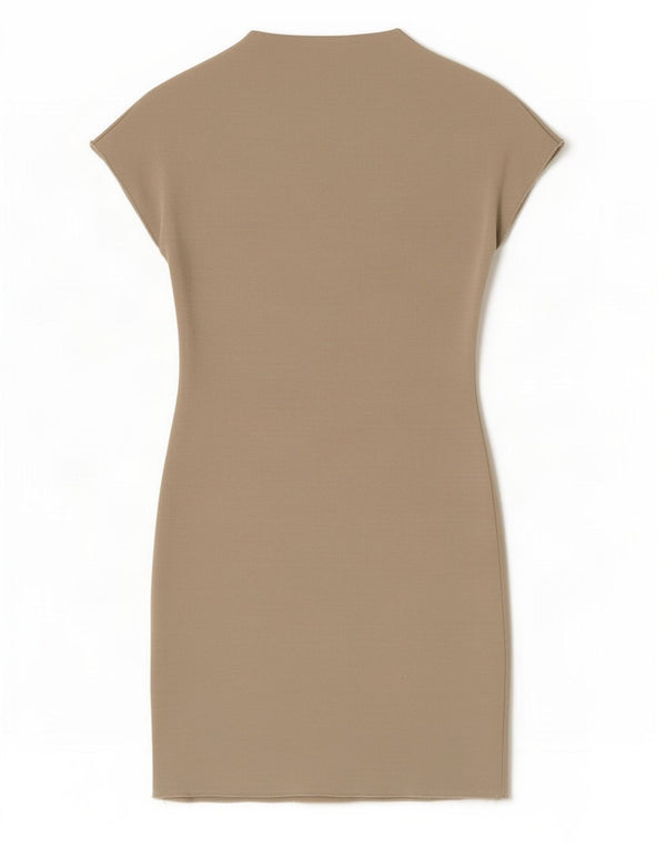 Vestido bodycon feminino Zara Reino Unido 8 pequeno bege