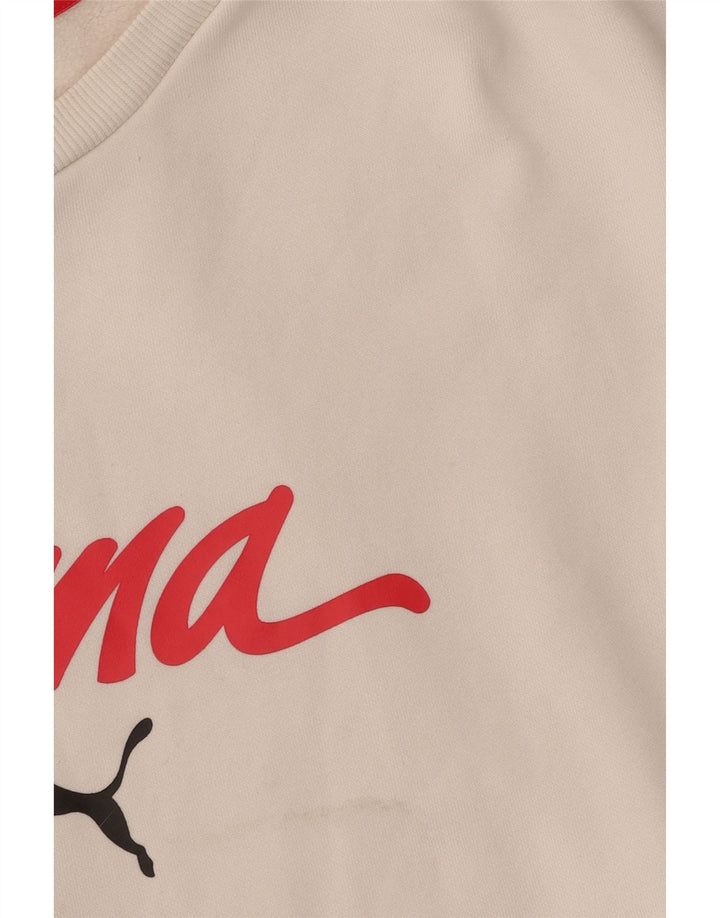 PUMA feminino oversized crop moletom jumper Reino Unido 10 pequeno bloco colorido branco