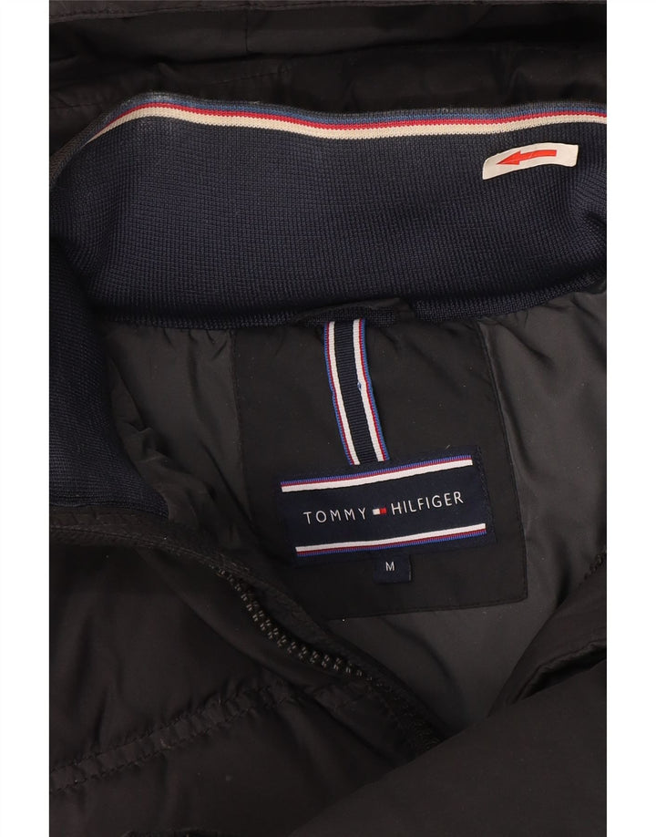 Jaqueta masculina acolchoada com capuz Tommy Hilfiger Reino Unido 38 algodão cinza médio