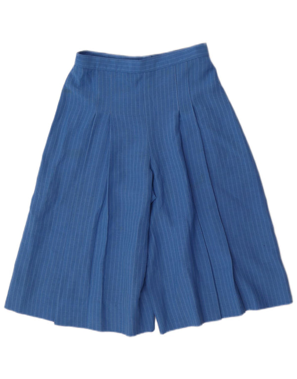 Bermuda feminina vintage cullotes IT 40 pequena W24 risca de giz azul