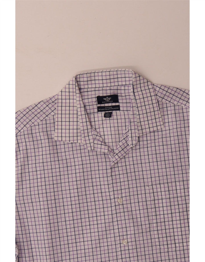 Camisa masculina DOCKERS tamanho 16 1/2 grande algodão xadrez roxo