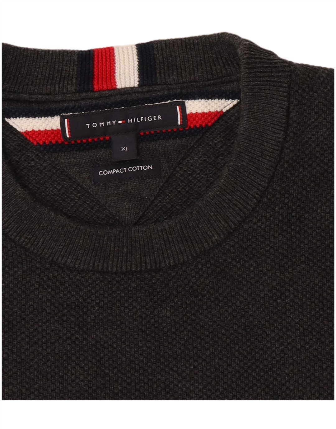 Tommy Hilfiger Suéter masculino com gola redonda XL algodão cinza