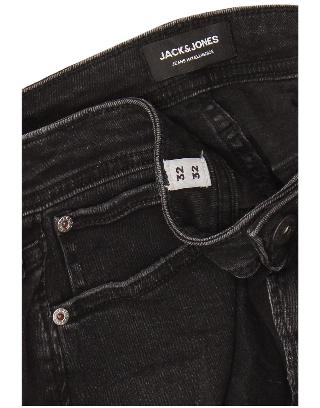 Jeans skinny masculino Jack & Jones desgastado W32 L32 algodão preto