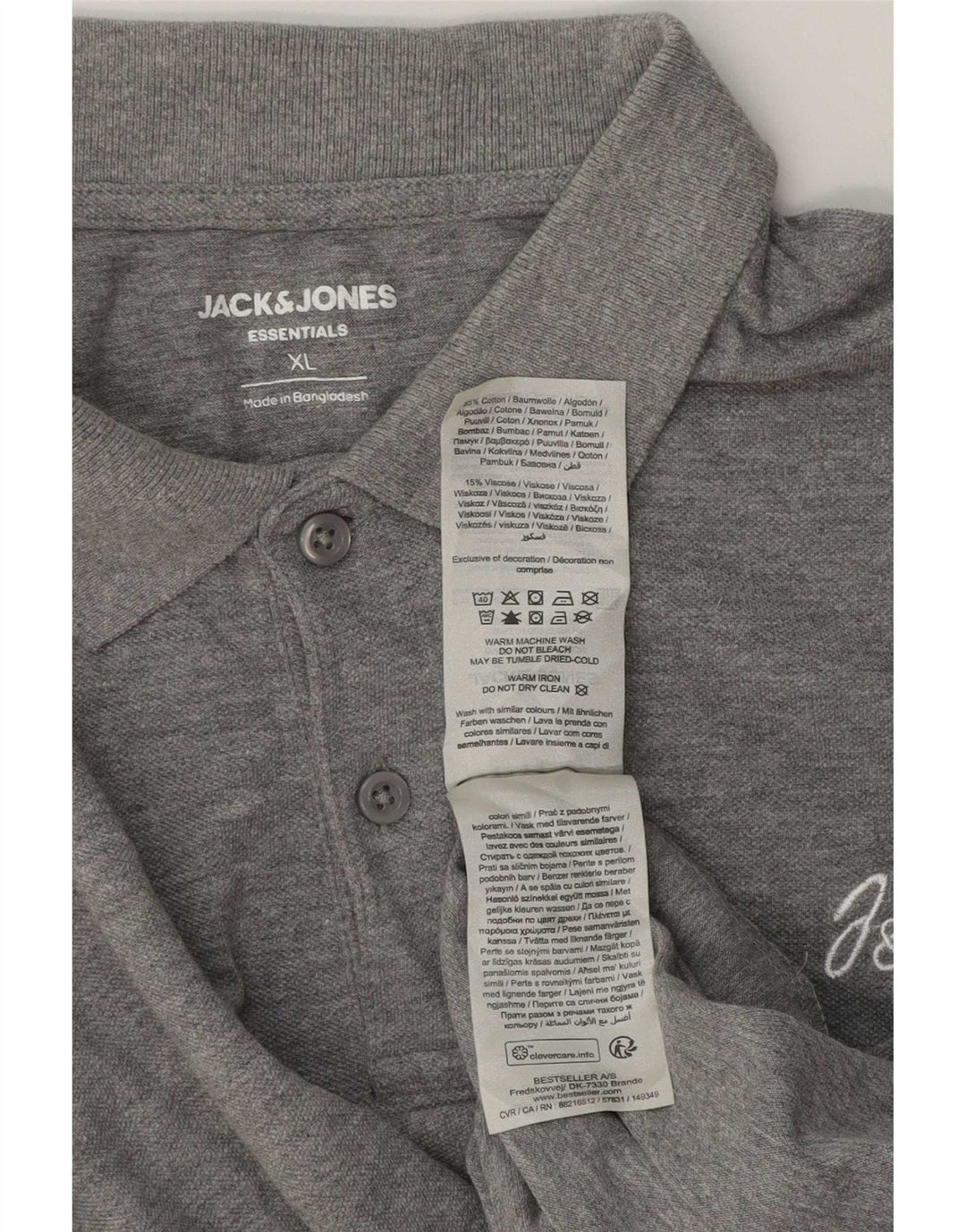 Camisa polo masculina Jack & Jones XL cinza algodão