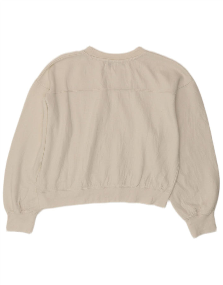 Zara Womens Crop Sweatshirt Jumper Reino Unido 14 Médio Branco