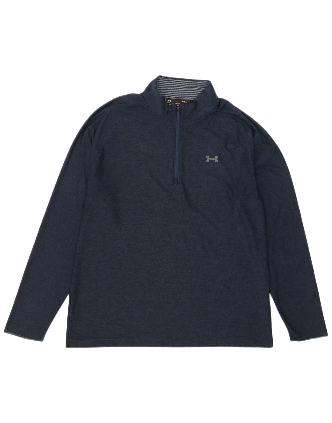 Under Armour Mens Zip Neck Pulôver Treino Top Grande Azul Marinho Salpicado