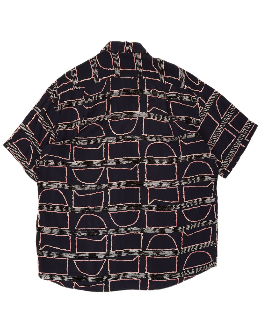 Camisa masculina de manga curta Navigare grande viscose geométrica azul marinho