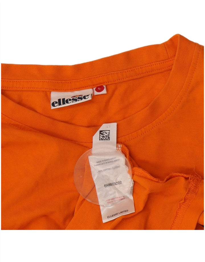 Camiseta masculina Ellesse com estampa gráfica grande de algodão laranja