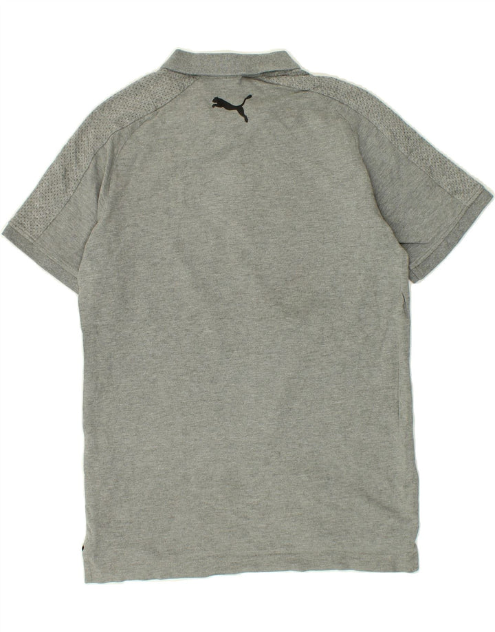 PUMA Mens Graphic Polo Shirt Small Grey Cotton | Vintage Puma | Thrift | Second-Hand Puma | Used Clothing | Messina Hembry 