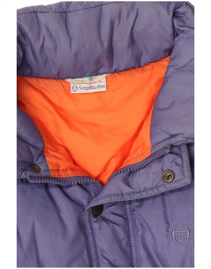 Jaqueta masculina acolchoada com capuz Sergio Tacchini UK 40 grande azul poliamida