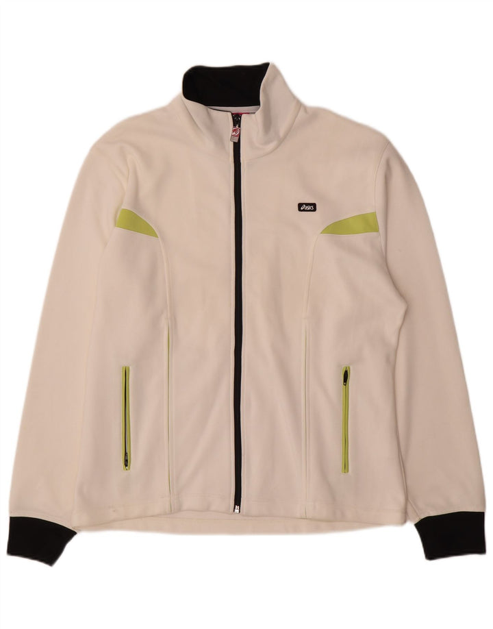 Asics Womens Tracksuit Top Jacket UK 20 2XL Branco Colourblock Nylon