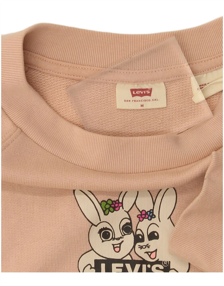 Levi's Womens Oversized Crop Graphic Moletom Jumper Reino Unido 14 Médio Rosa