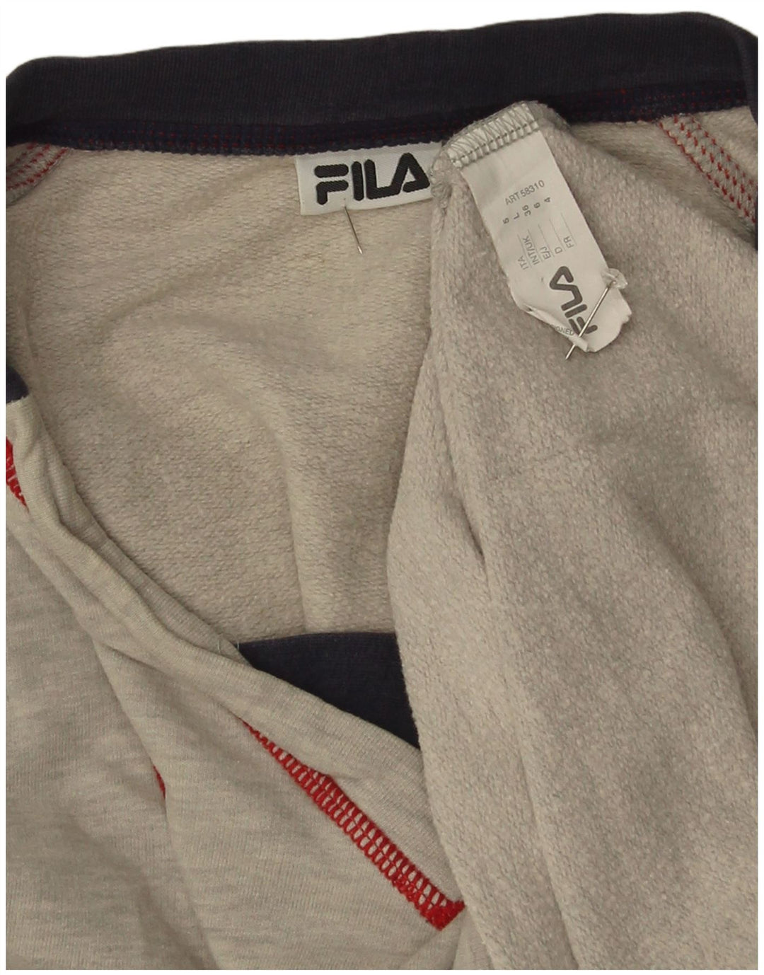 Fila Mens Graphic Top Manga Longa Grande Algodão Listrado Cinza