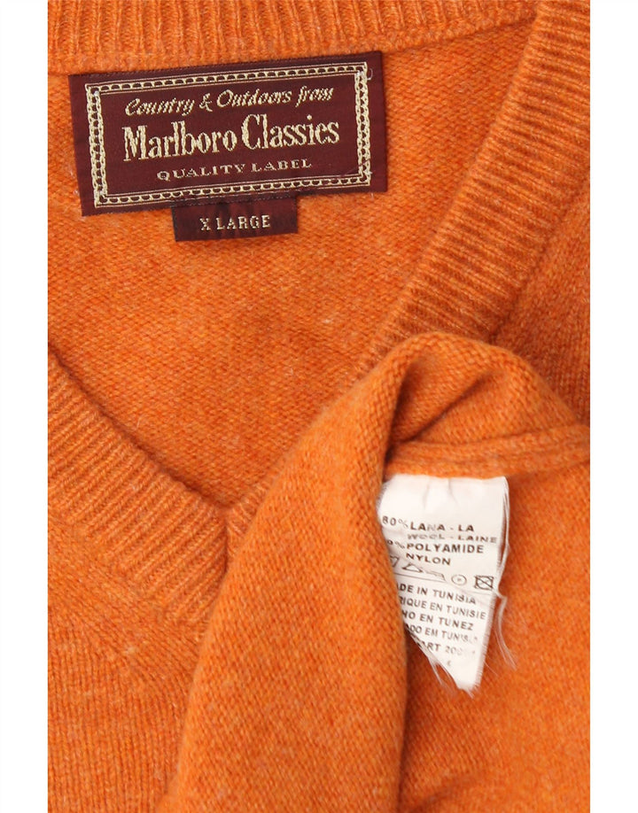 Suéter masculino Marlboro Classics com decote em V XL lã laranja