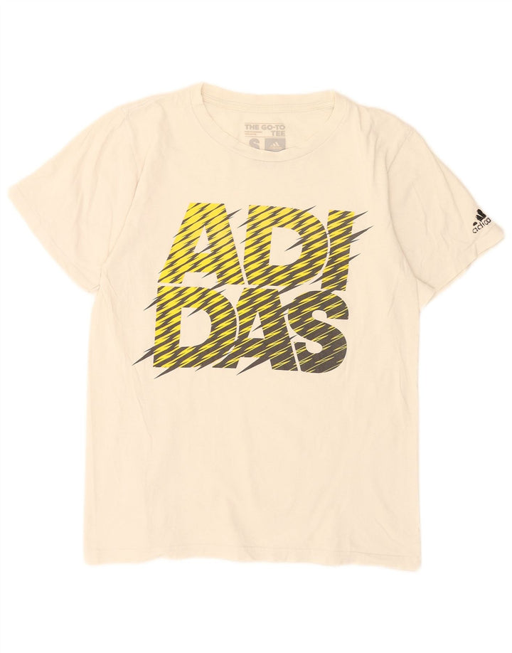 Adidas Mens Graphic T-Shirt Top Pequeno Algodão Branco