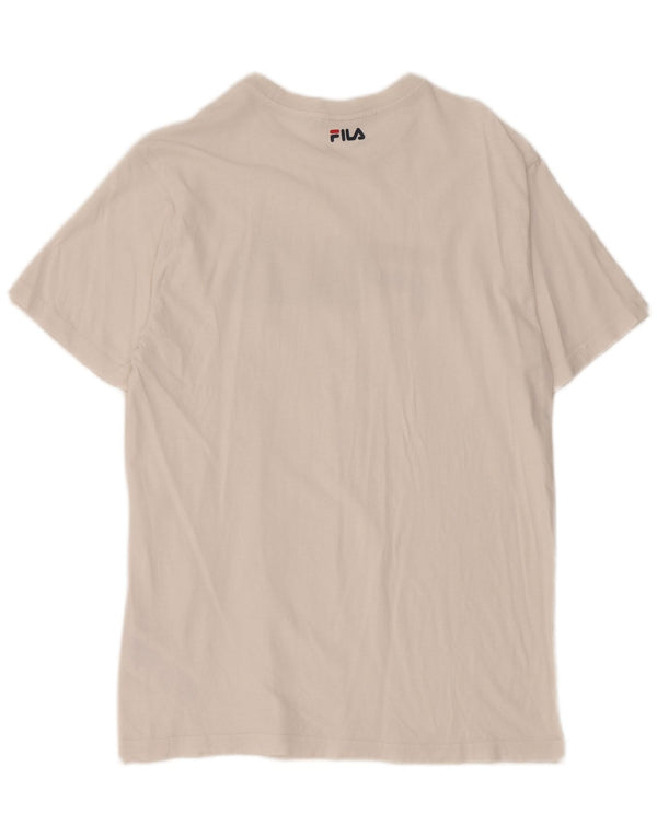Fila Mens Graphic T-Shirt Top Pequeno Algodão Branco