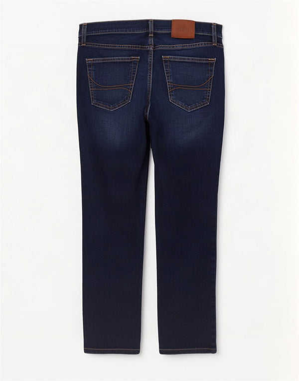 Jeans femininos Hollister Slim Straight W29 L30 azul marinho algodão