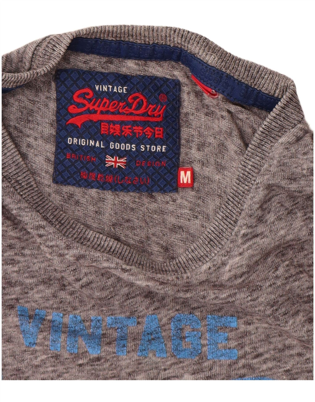 Camiseta masculina gráfica SUPERDRY Top algodão manchado cinza médio
