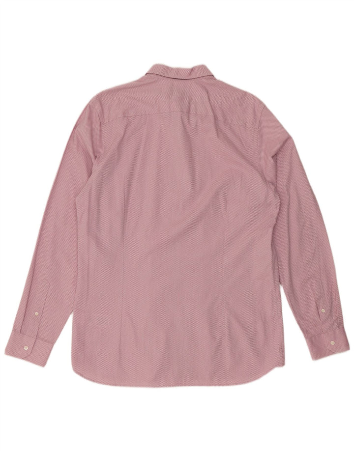 Camisa masculina Ted Baker tamanho 4 grande rosa Argyle/algodão diamante