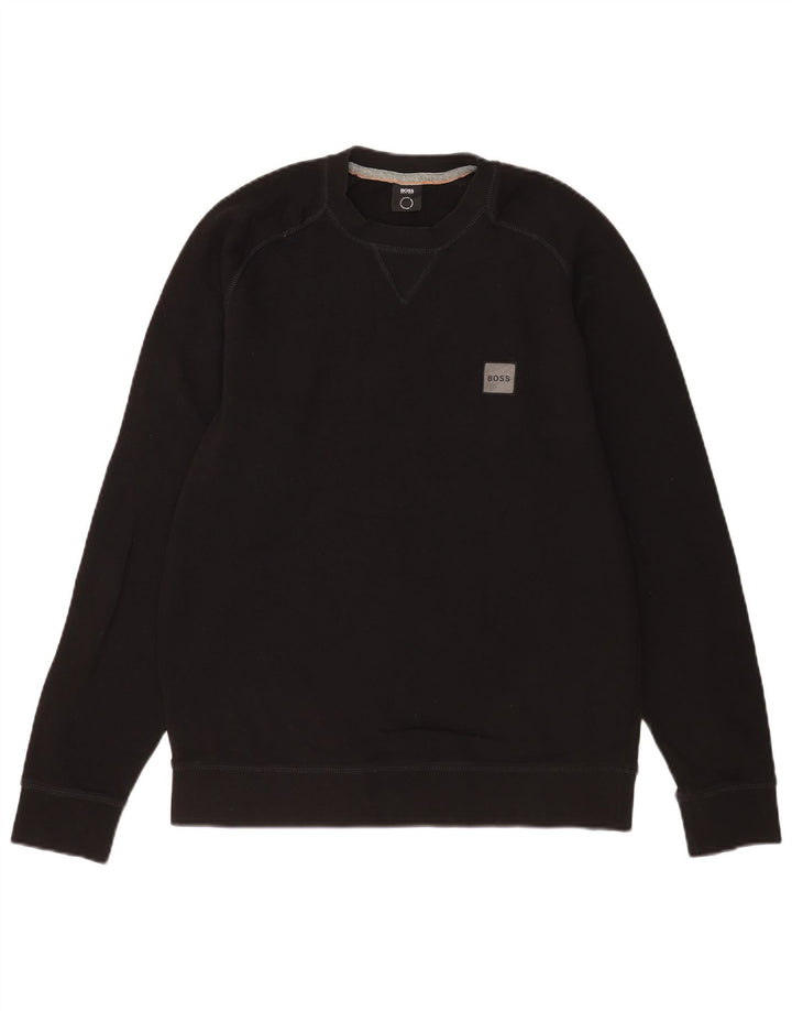 Hugo Boss moletom masculino jumper médio algodão preto