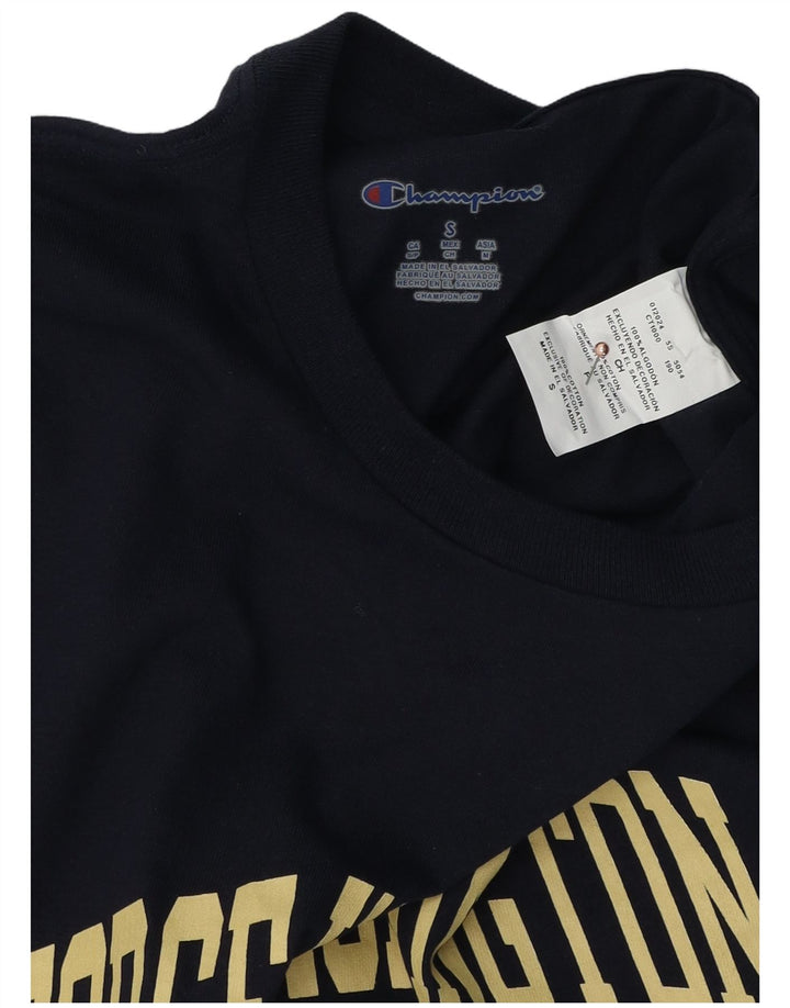 Camiseta masculina Champion George Washington com estampa gráfica pequena de algodão azul marinho