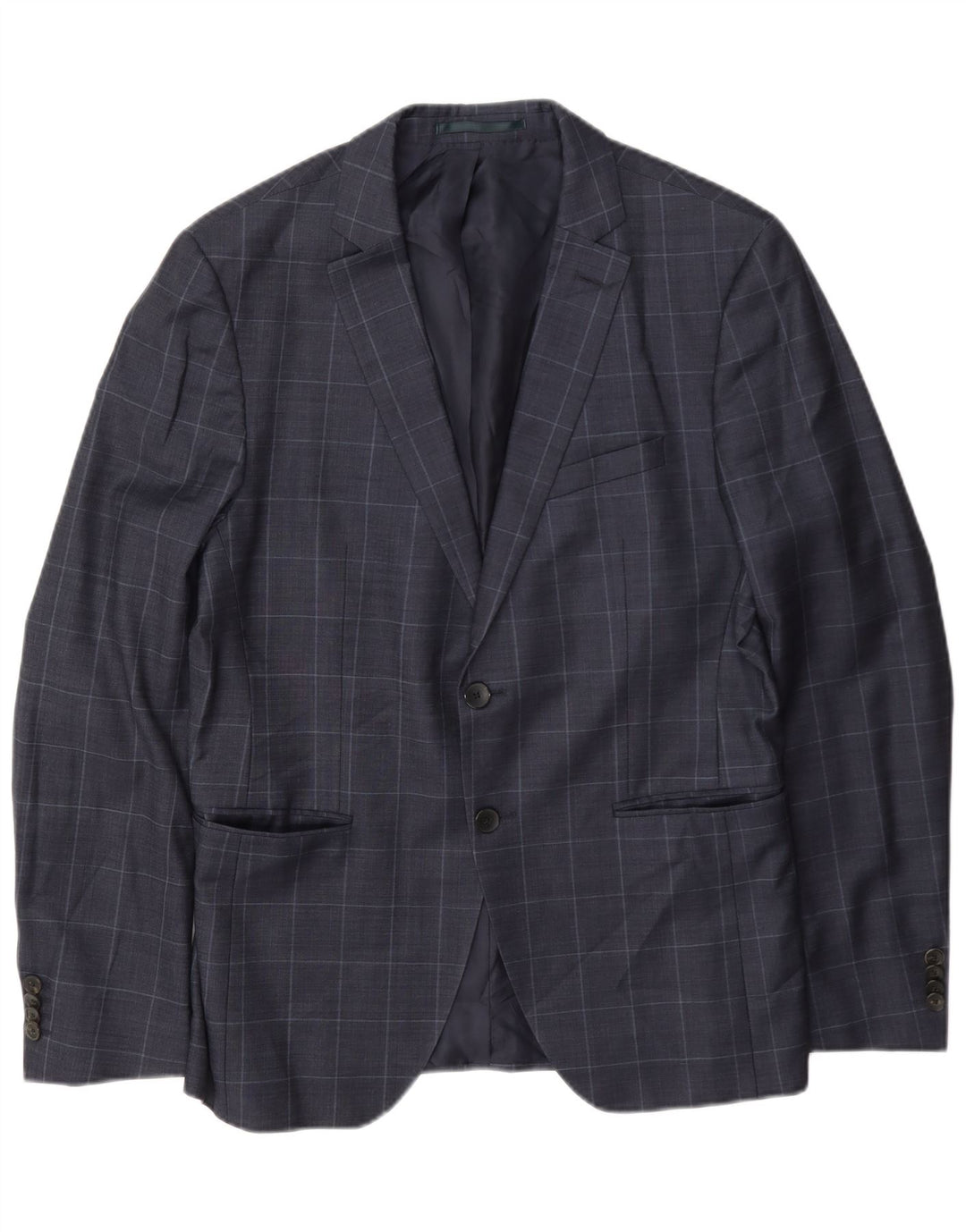 Jaqueta Blazer Masculina Hugo Boss com 2 Botões Reino Unido 50 Grande Azul Marinho Xadrez