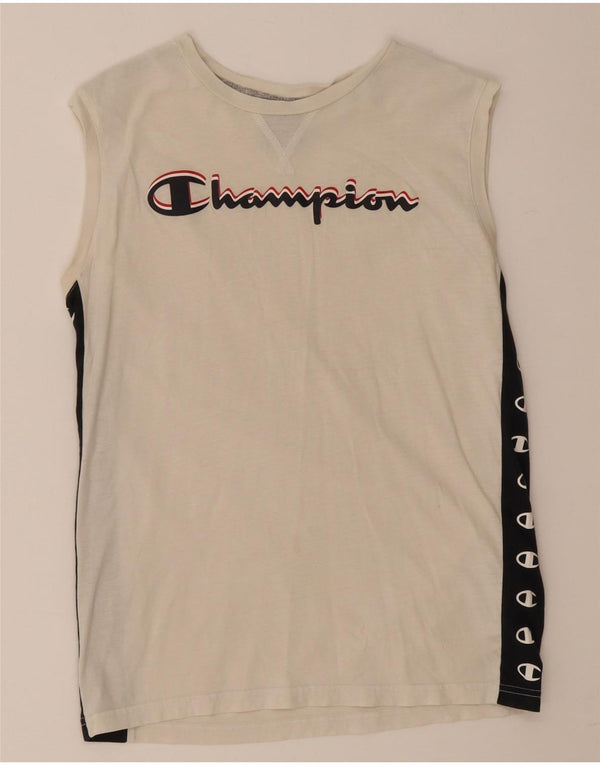 Colete gráfico Champion Boys Top 13-14 anos XL branco colorblock algodão