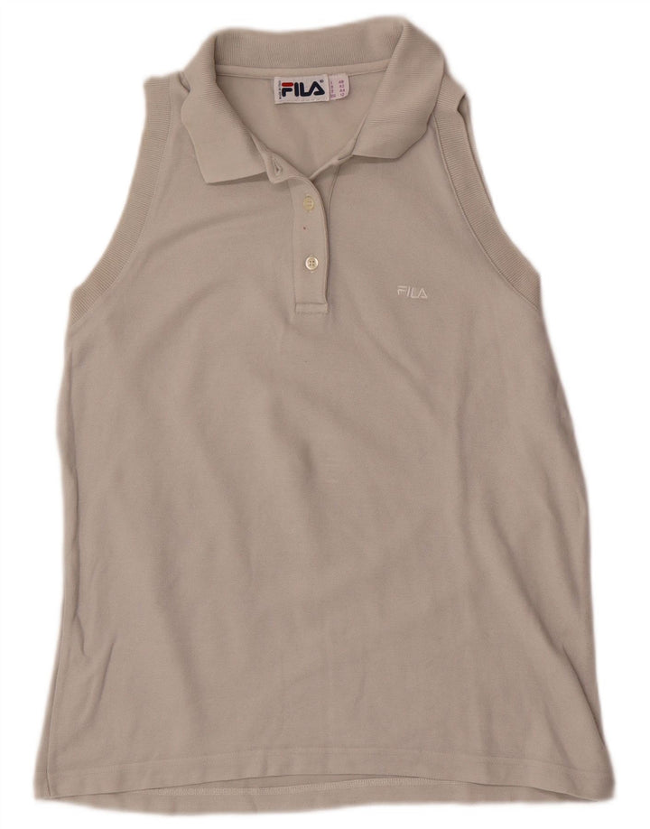 Fila Camisa Polo Feminina Sem Mangas EUA 12 Grande Cinza