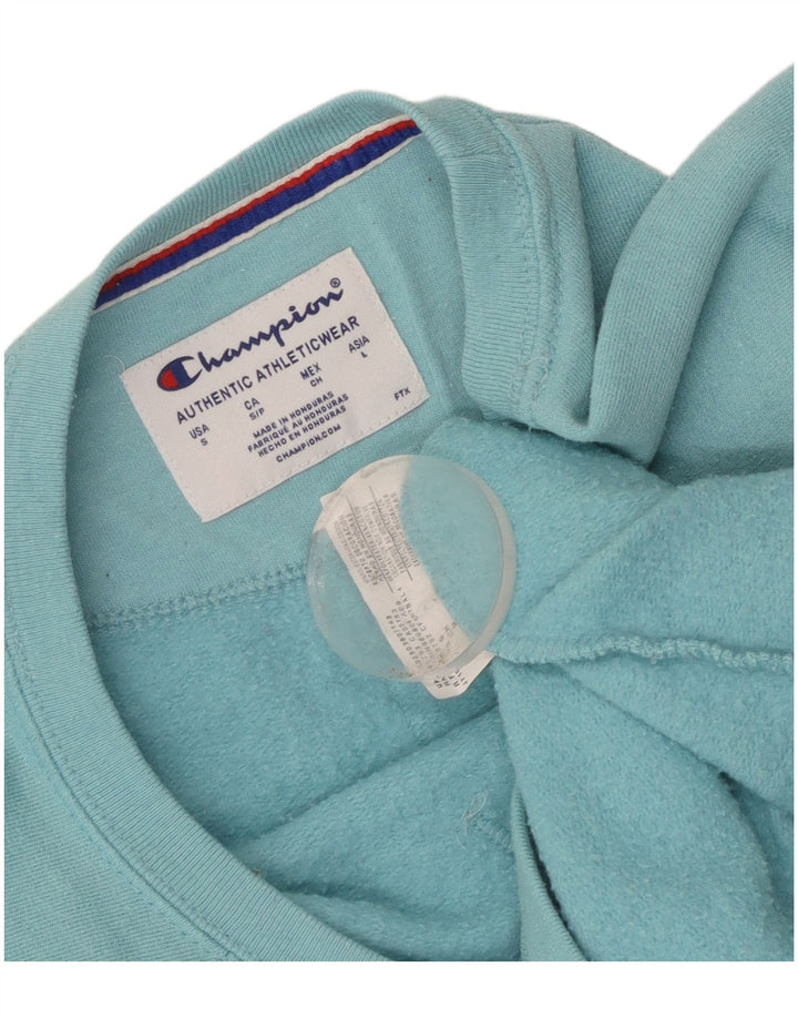 Jumper de moletom gráfico feminino Champion UK 10 pequeno azul poliéster