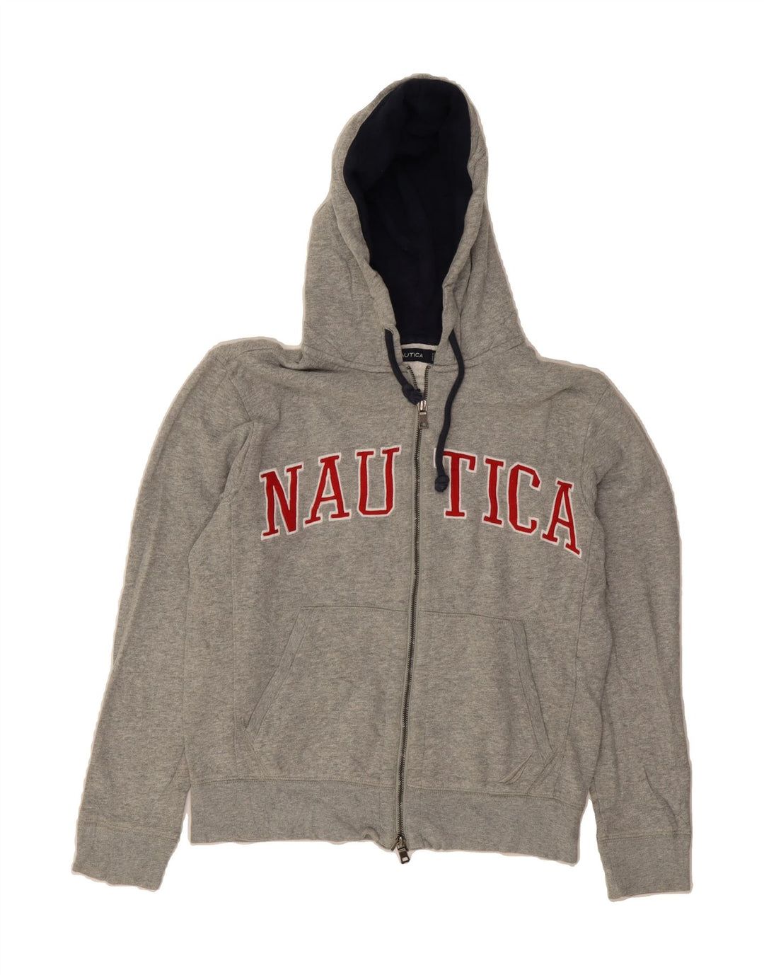 NAUTICA Mens Graphic Zip Hoodie Sweater XS Grey Cotton Vintage Nautica and Second-Hand Nautica from Messina Hembry 