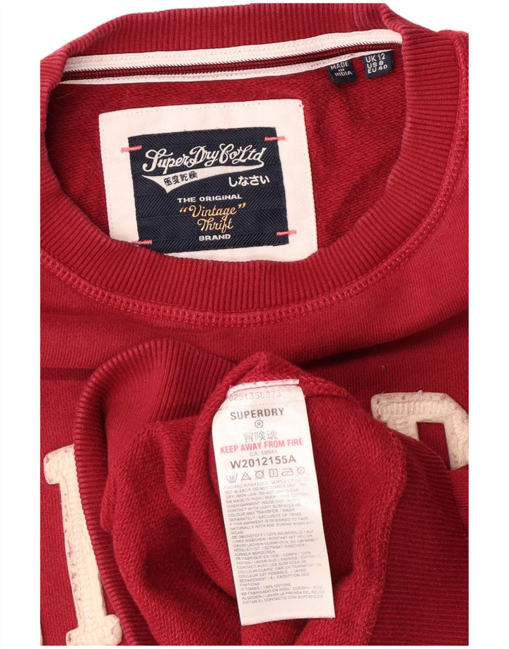 Suéter feminino superdimensionado com estampa gráfica SUPERDRY Reino Unido 12 médio Borgonha