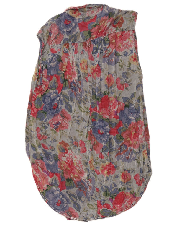 Vestido camisa feminino vintage sem mangas IT 40/42 pequeno floral multicolorido