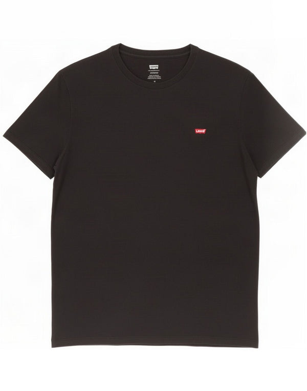 Levi's Camiseta masculina padrão Top de algodão preto médio