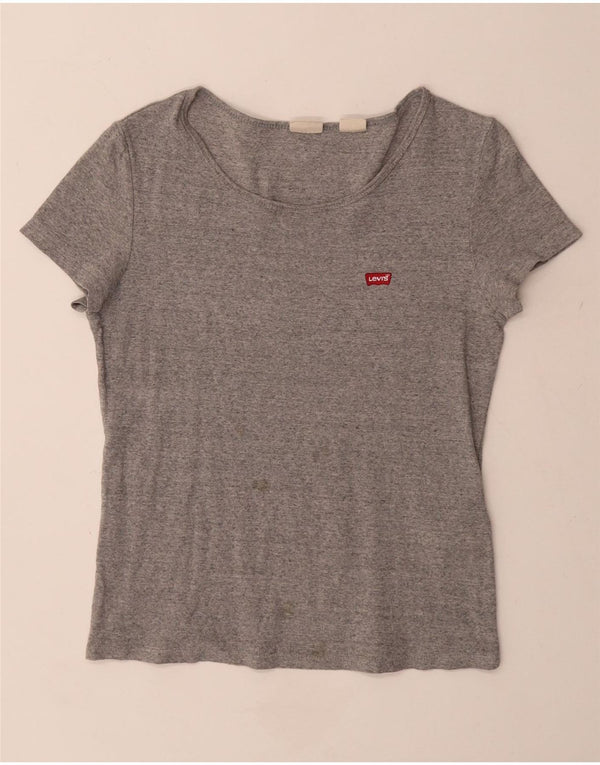 Camiseta feminina Levi's UK 12 algodão manchado cinza médio