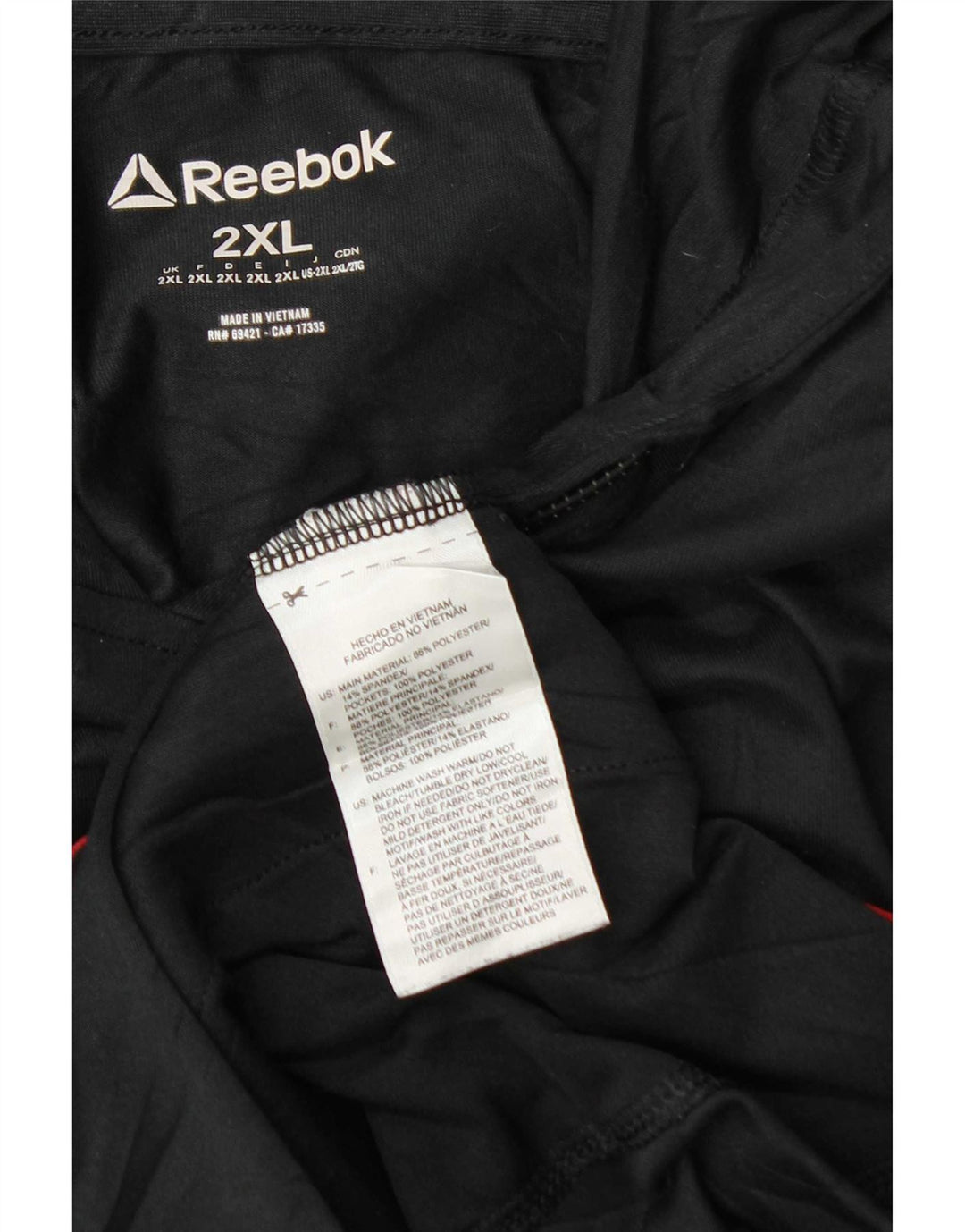 Reebok Mens Graphic Hoodie Jumper 2XL Preto Colorblock Poliéster