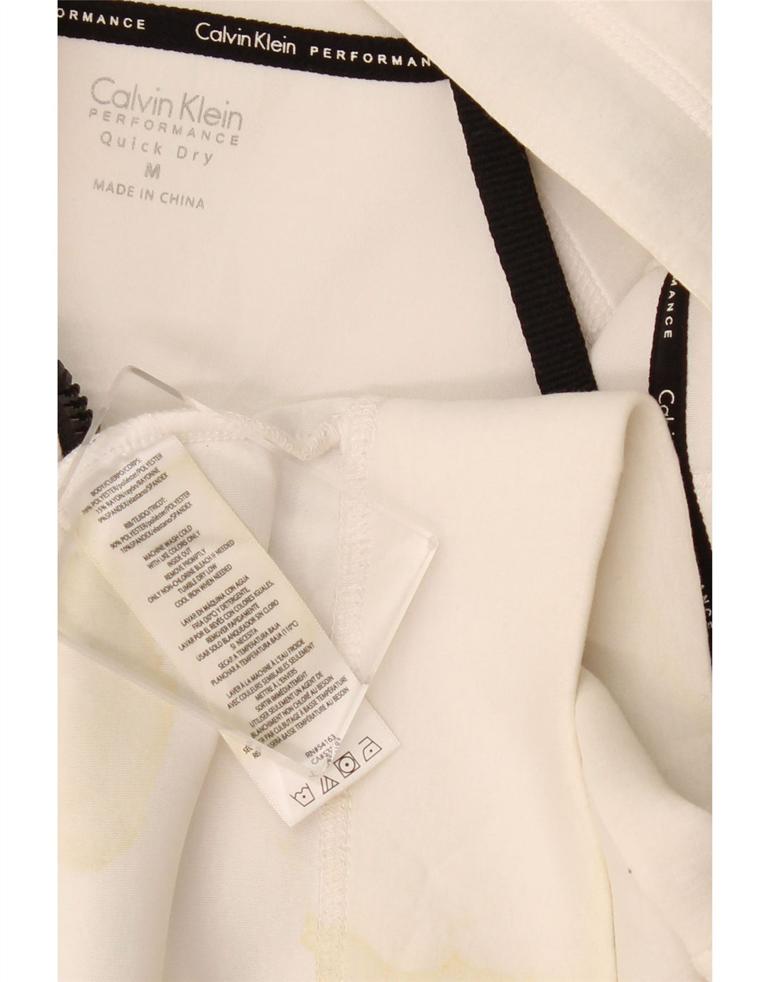 Suéter feminino CALVIN KLEIN com capuz e zíper gráfico UK 14 médio branco