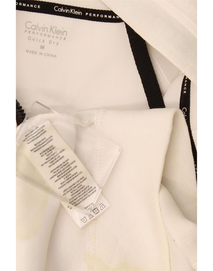 Suéter feminino CALVIN KLEIN com capuz e zíper gráfico UK 14 médio branco