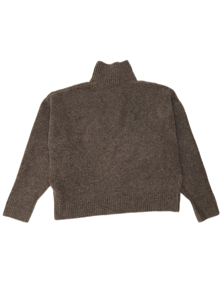 Zara Suéter feminino oversized com gola redonda Reino Unido 14 cinza médio manchado