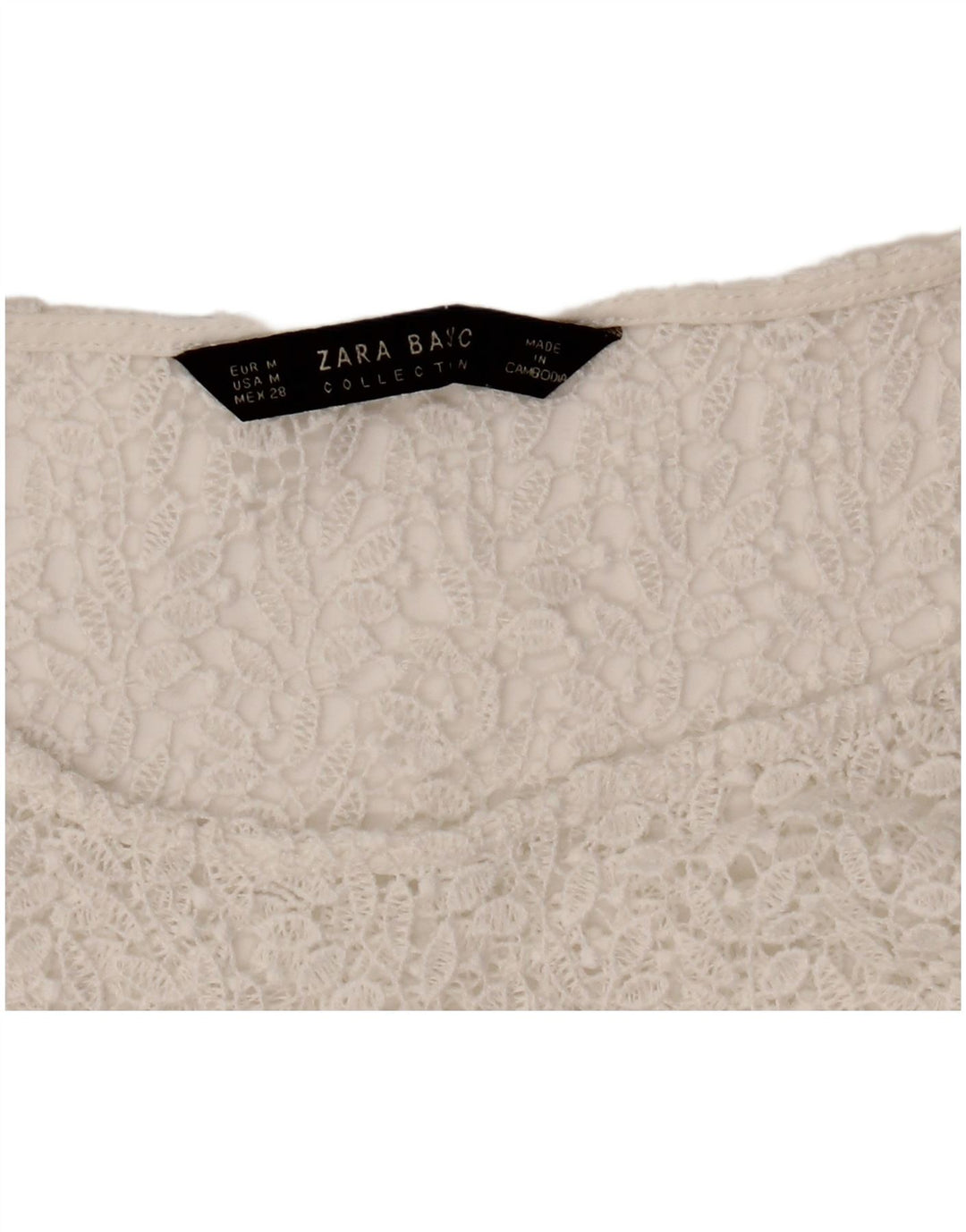 Blusa feminina ZARA Top UK 12 médio branco floral