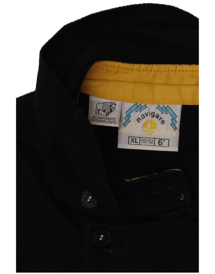 Suéter cardigã masculino Navigare XL lã azul marinho