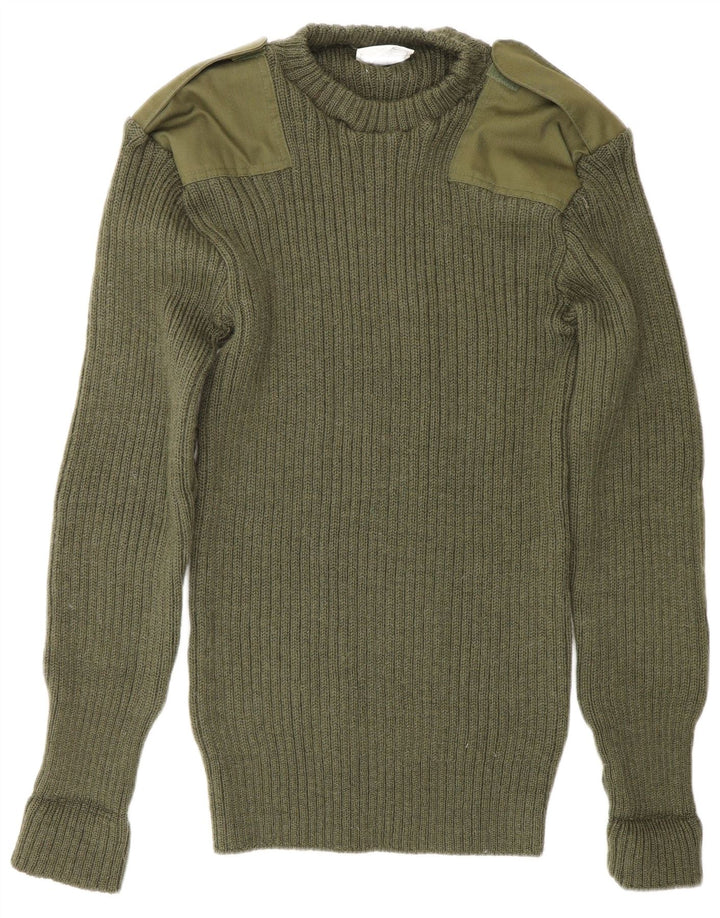 Suéter masculino VINTAGE militar com gola redonda grande cáqui