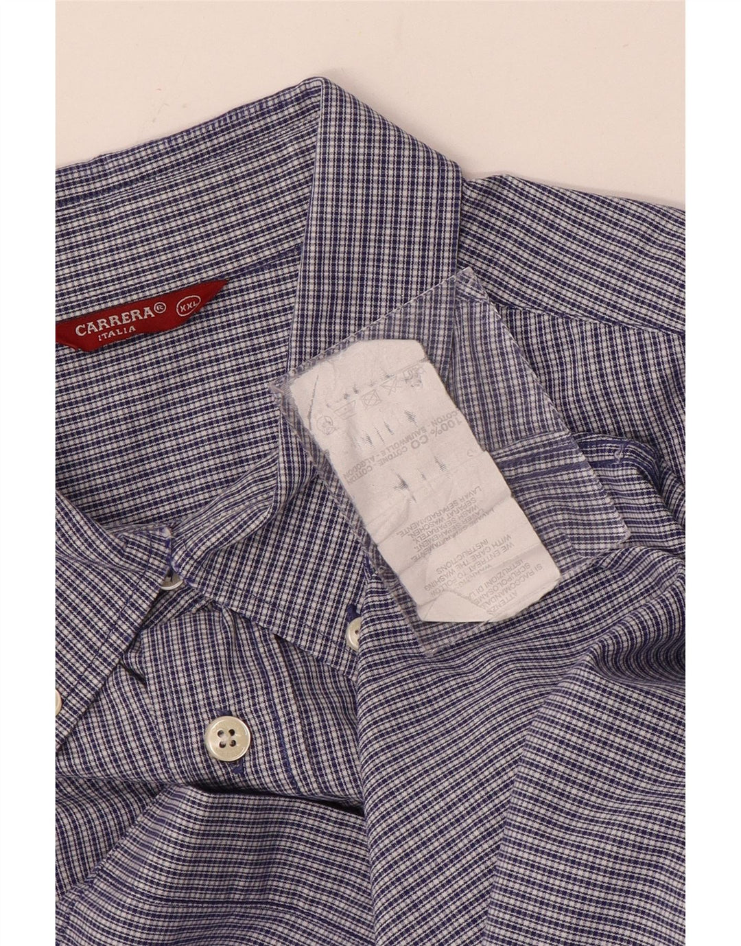 Camisa masculina Carrera 2XL algodão xadrez azul