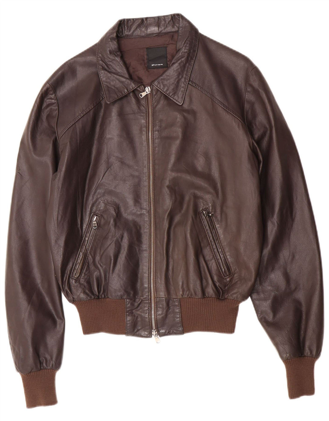 Jaqueta de couro bomber masculina vintage Reino Unido 38 couro marrom médio