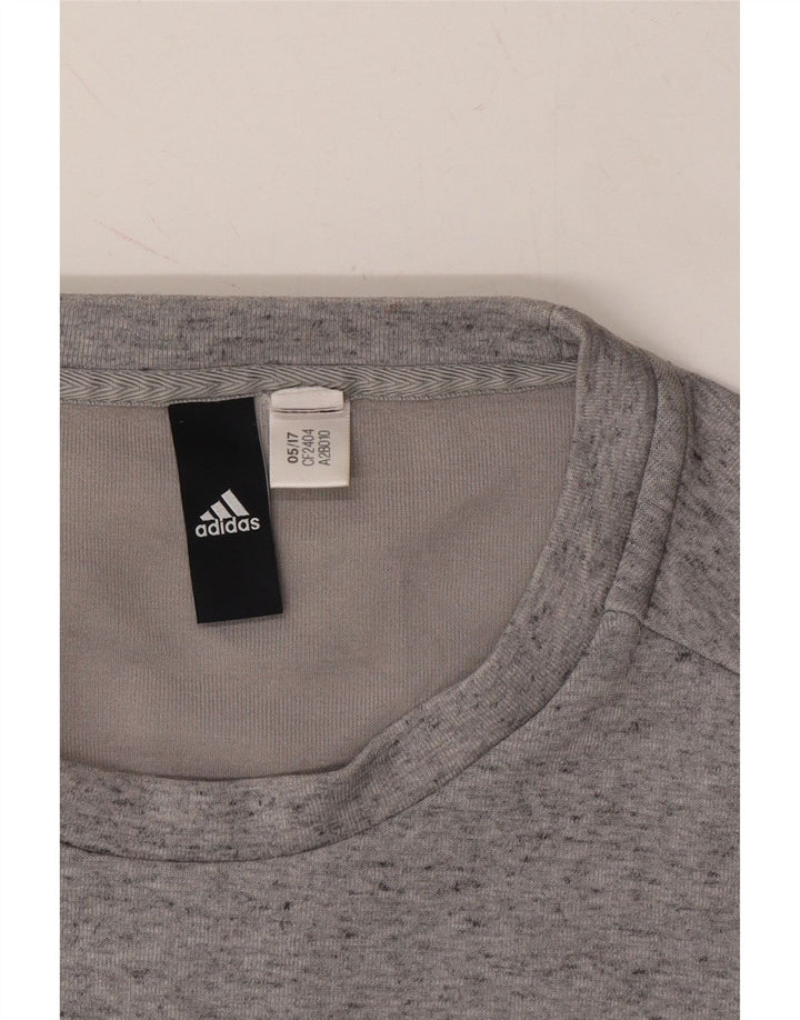 ADIDAS Mens Graphic Sweatshirt Jumper Small Grey Flecked Vintage Adidas and Second-Hand Adidas from Messina Hembry 