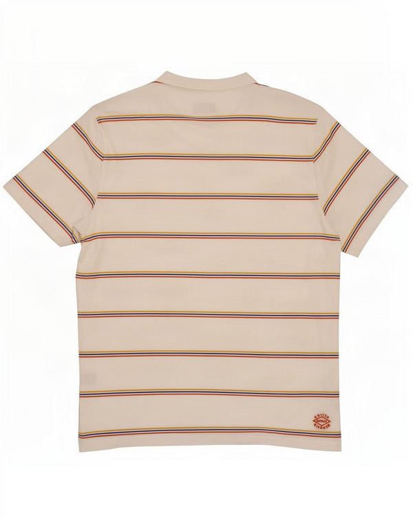Camiseta masculina Fat Face Top grande algodão listrado branco