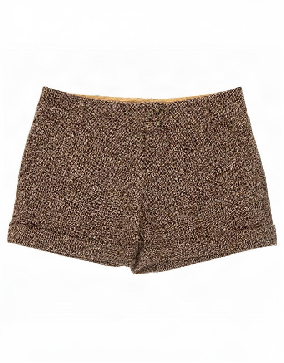 Shorts casual feminino Tommy Hilfiger US 6 médio W30 lã manchada marrom