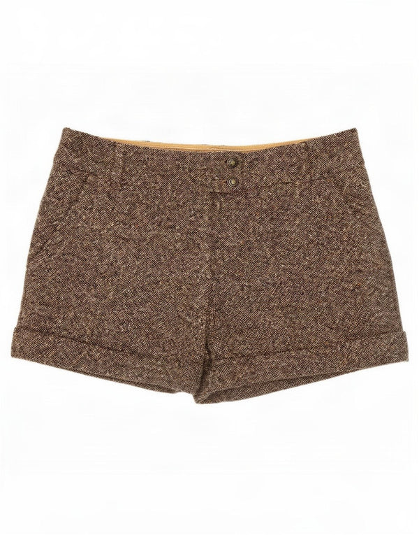 Shorts casual feminino Tommy Hilfiger US 6 médio W30 lã manchada marrom